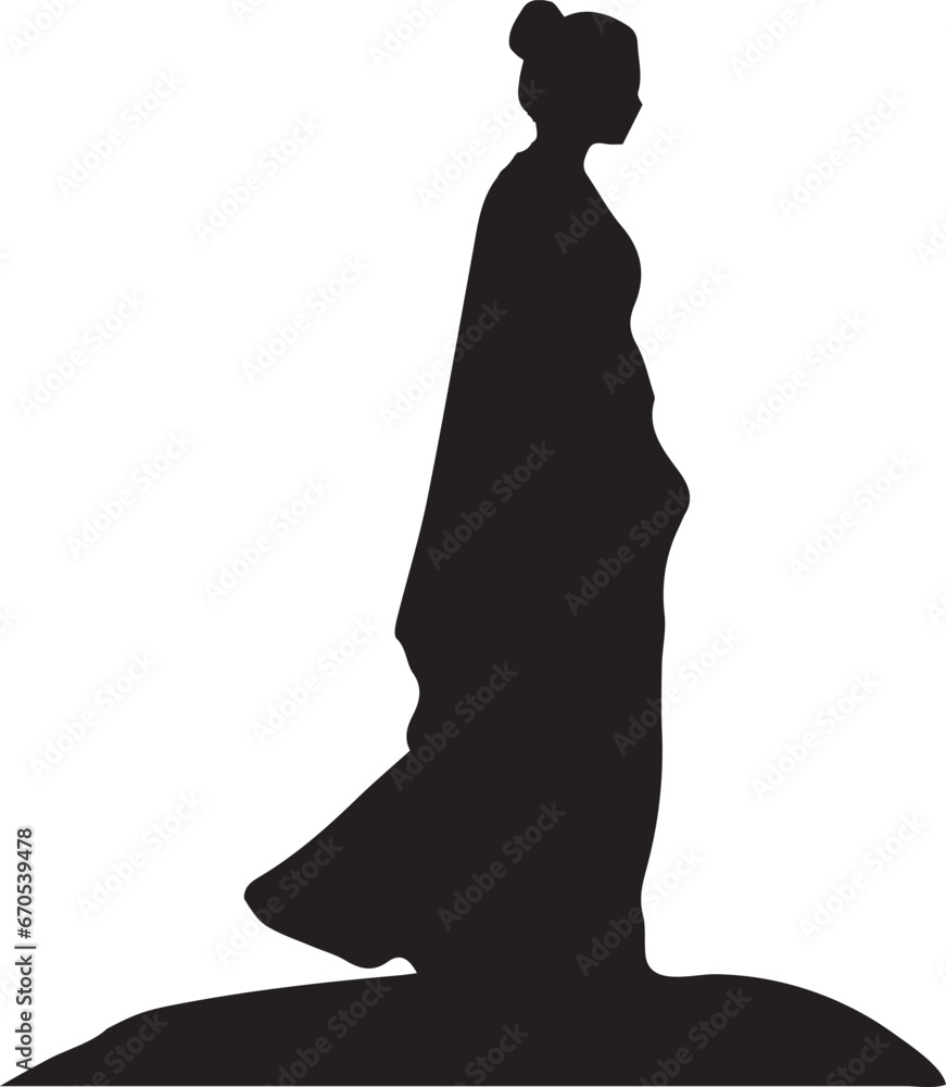 Silhouette of a woman walking vector illustration