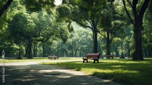 Fototapeta Naklejka Na Ścianę i Meble -  Blur park with nature green