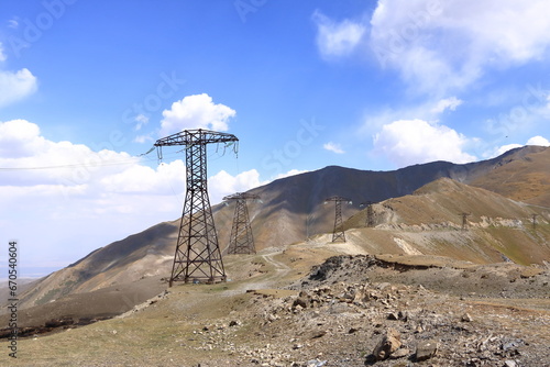 view from the Kaldaman pass between Arslanbob and Kazarman in Kyrgyzstan, Central Asia photo