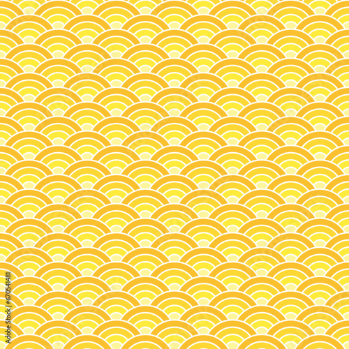 Yellow shade of Japanese wave pattern background. Japanese seamless pattern vector. Waves background illustration. for clothing, wrapping paper, backdrop, background, gift card.