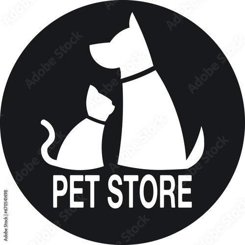 a variant of the store's logo with pet products. pet store, grooming, shelter