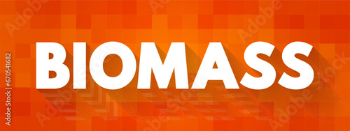 Biomass - matter from recently living organisms which is used for bioenergy production, text concept background