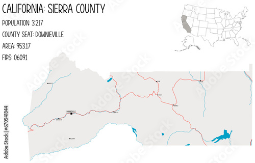 Large and detailed map of Sierra County in California  USA.