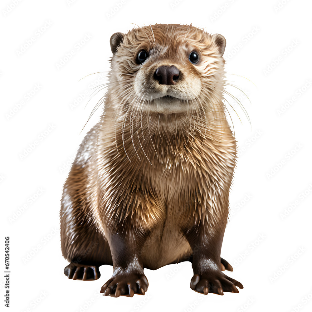 otter animal isolated on transparent background ,aquatic beaver png ,generative ai - obrazy, fototapety, plakaty 