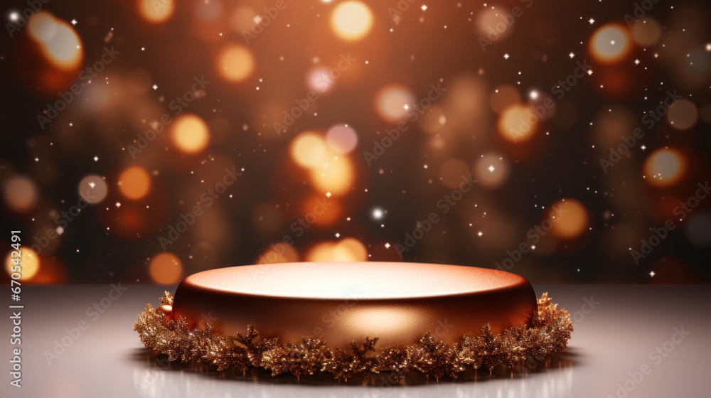 Christmas theme of podium with Christmas gift on snow ground,3d illustration Christmas theme of podium with Christmas gift on snow ground,3d illustration