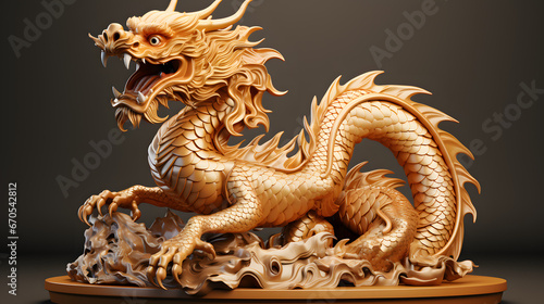 golden dragon statue in chinese temple © Ekaterina