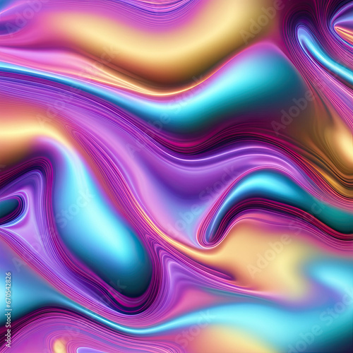 abstract realistic liquid holographic 3d smooth and shiny wavy background, concept graphic resources, generative ai 