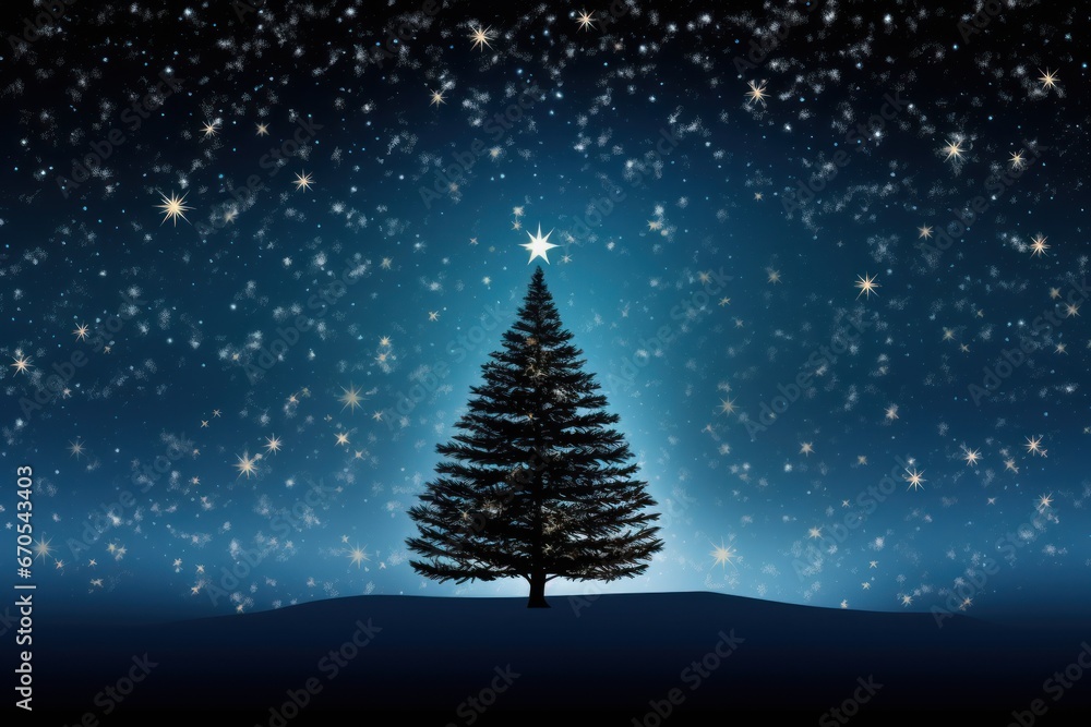 Christmas tree silhouette against a starry night sky. Christmas tree silhouette against a starry night sky.