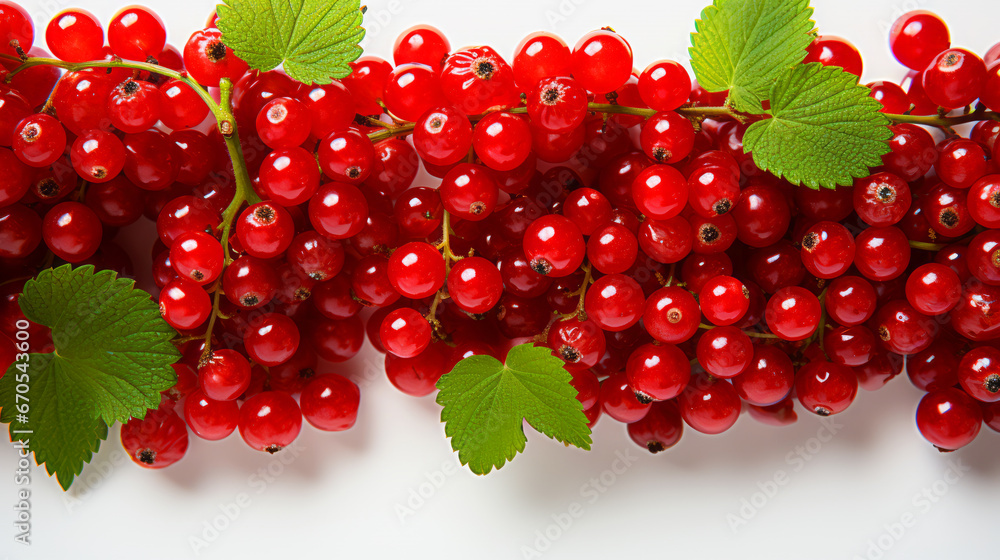 Top view of fresh redcurrant slice background on white background Top view of fresh redcurrant slice background on white background
