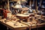 Handmade Guitar in the Workshop: A guitar crafted with precision by skilled hands
