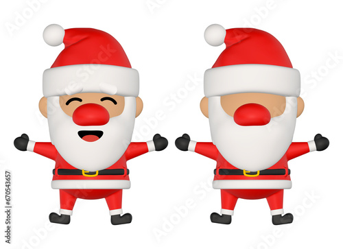 3D Cartoon Santa Claus character on transparent background png. Faceless and happy. Simple shapes.  (ID: 670543657)