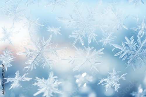 Crisp snowflakes on a transparent frosted glass background.