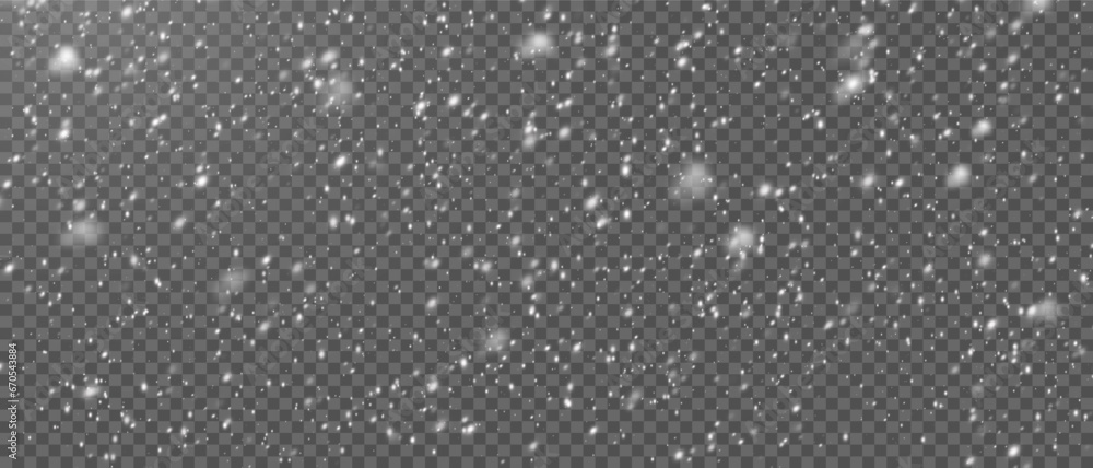 Snow Fall Element Vector snowfall: Various white snowflakes on transparent background ...