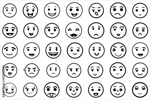 Emoji faces collection icon set, Vector illustration