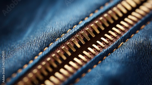 A zipper is seen in the background of a blue jacket, AI