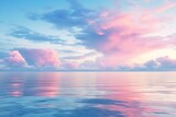 Pastel sky during a tranquil sunrise over calm sea with gentle waves and reflections.