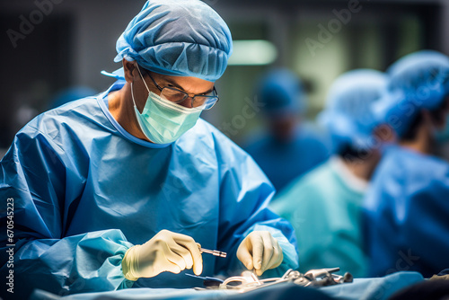 Chirurgien préparant son matériel pour une opération dans le bloc opératoire photo