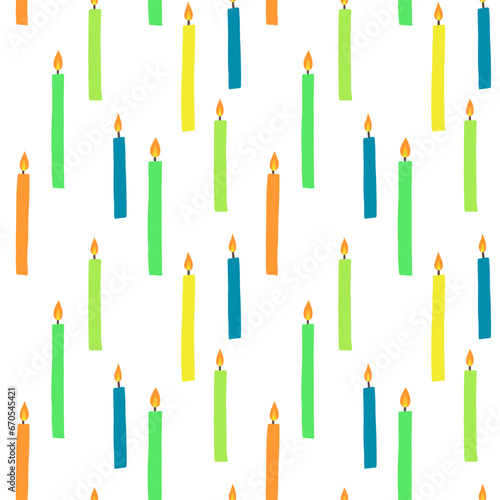 Colorful birthday candles vector seamless pattern, textile, fabric, wrapping paper, print, background, wallpaper, packaging design