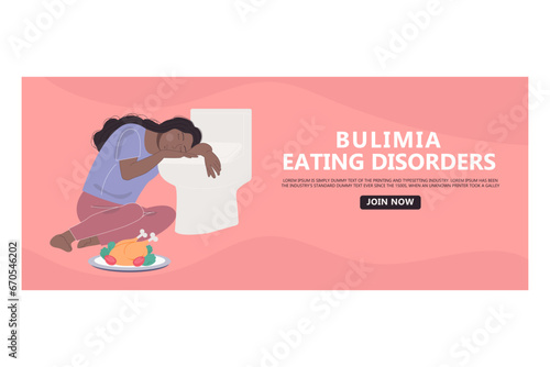 Bulimia eating disorder banner template