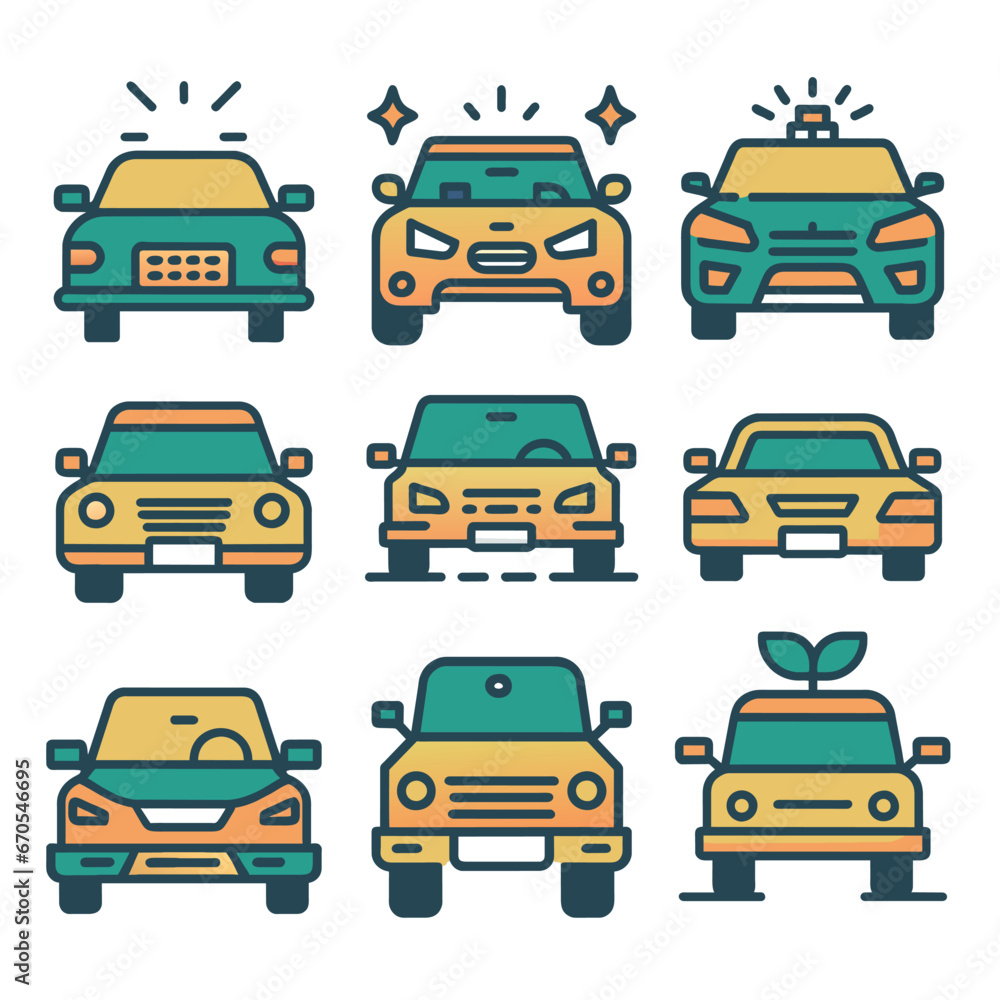 car collection flat design