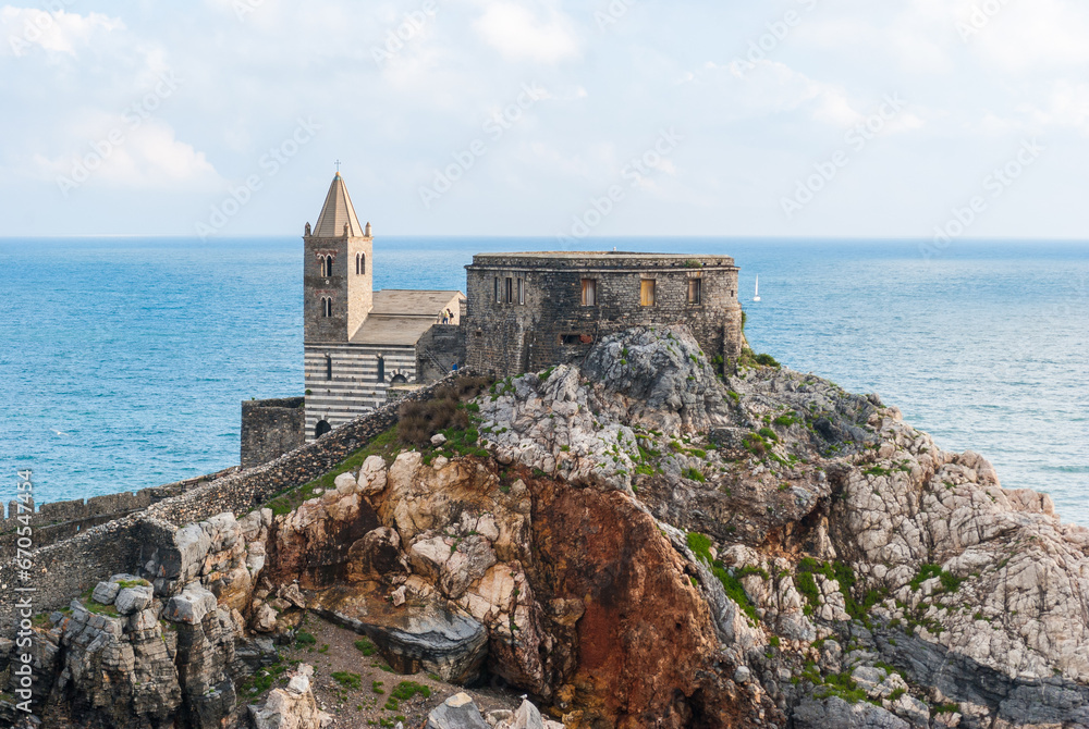 The church of San Pietro in the promontory of Portovenere, small town in Liguria
