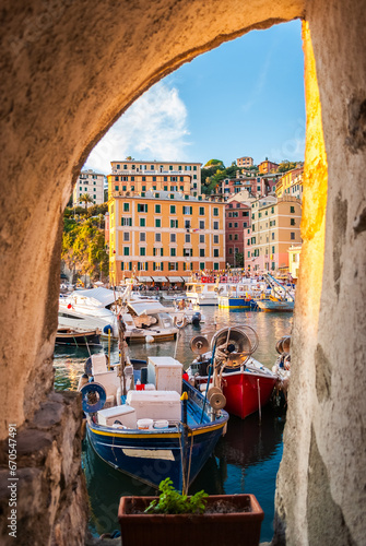 Glimpse of the small harbor of Camogli, near Genoa