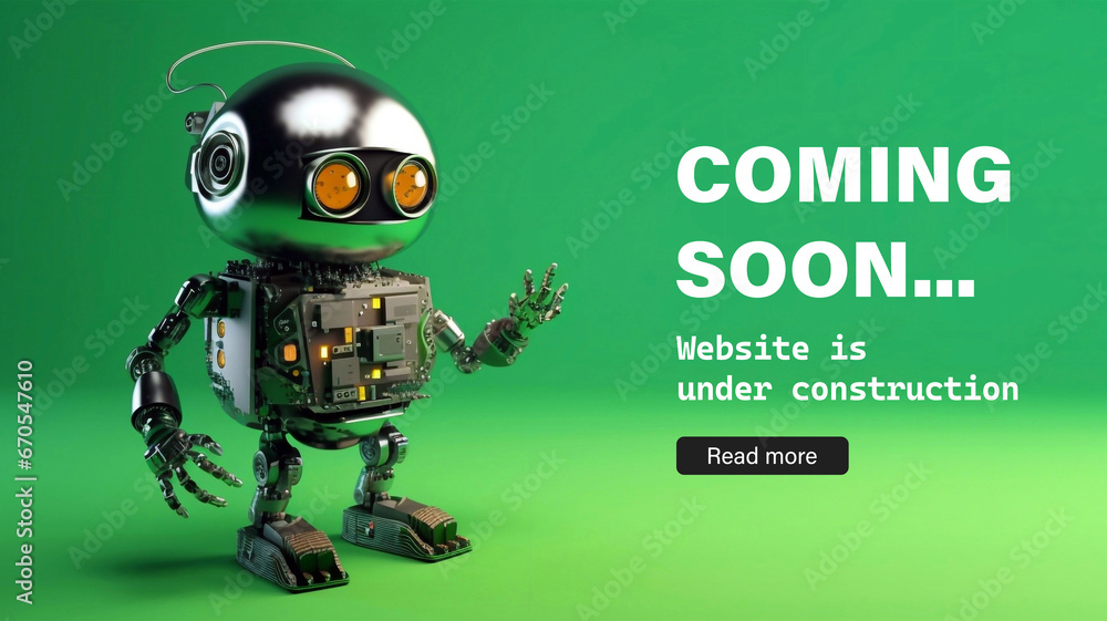 Coming Soon. Website Under Construction page template for website. Page not found.  - obrazy, fototapety, plakaty 
