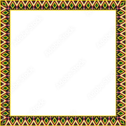 Vector colored square national Indian patterns. National ethnic ornaments, borders, frames. colored decorations of the peoples of South America, Maya, Inca, Aztecs.