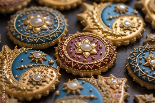 Intricate Ramadan Cookies on Ornate Plate
