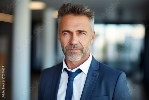 Generative ai modern technology portrait of attractive virile man specialist ceo in office
