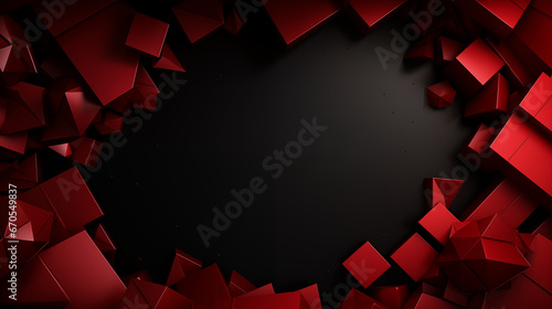 Black Friday - czarne tło na baner, reklamę z czerwonymi kształtami. Prezenty, promocje i przeceny