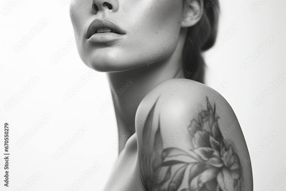 Portrait of beautiful tattoo artist woman created with generative AI technology Portrait of beautiful tattoo artist woman created with generative AI technology