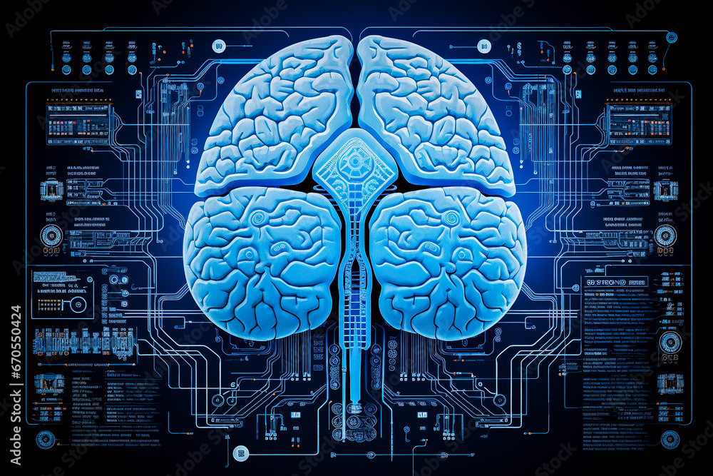 Etude du cerveau humain, explications scientifiques Stock Illustration ...