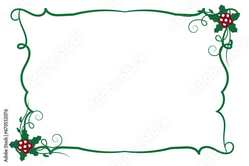 winter holly season page decor border, Merry Christmas holly leaves Square frames, berry leaf ornament frame border Decoration, Wedding greeting cards invitation card holiday page borders vector 