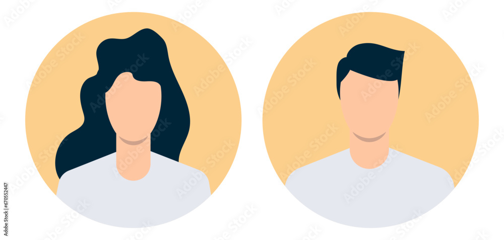 Simple avatars of man and woman. Flat design. Vector illustration Simple avatars of man and woman. Flat design. Vector illustration