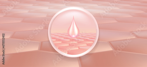 Hyaluronic acid skin solutions ad, pink collagen, and vitamin serum drop with cosmetic advertising background ready to use illustration vector.	