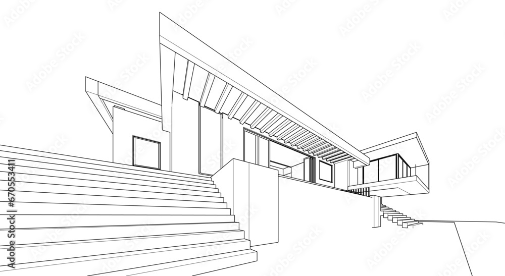 Modern villa architectural 3d rendering Modern villa architectural 3d rendering