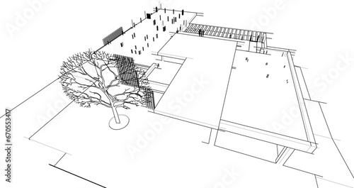 Modern villa architectural 3d rendering
