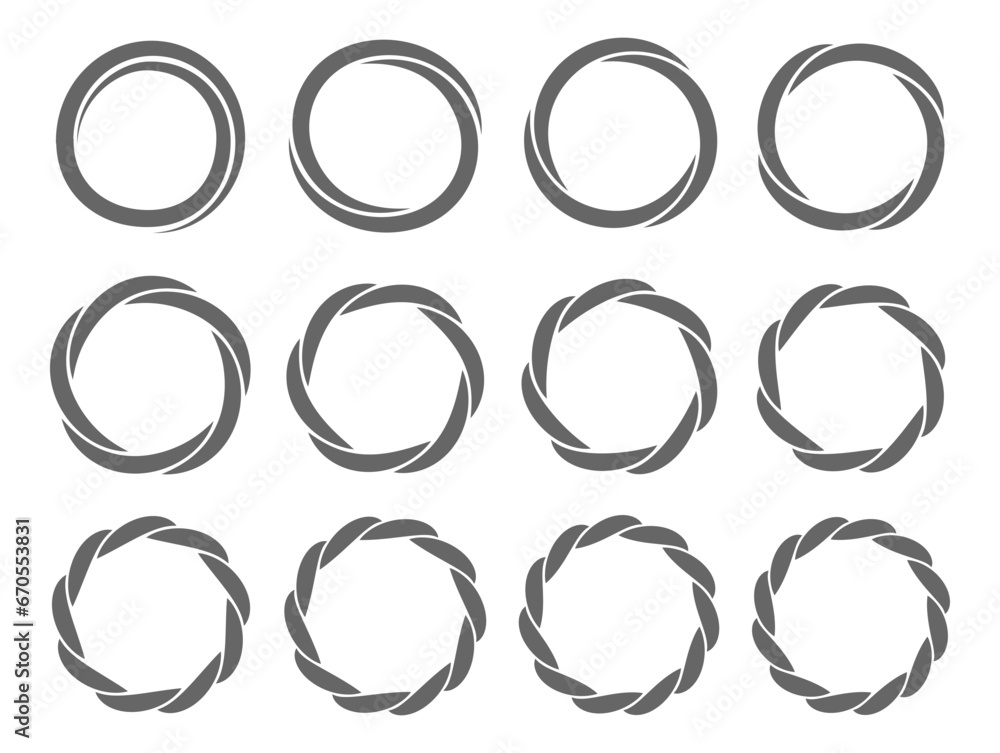 Spiral rings twisting circles swirl design element set for infographics Spiral rings twisting circles swirl design element set for infographics