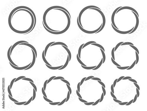 Spiral rings twisting circles swirl design element set for infographics