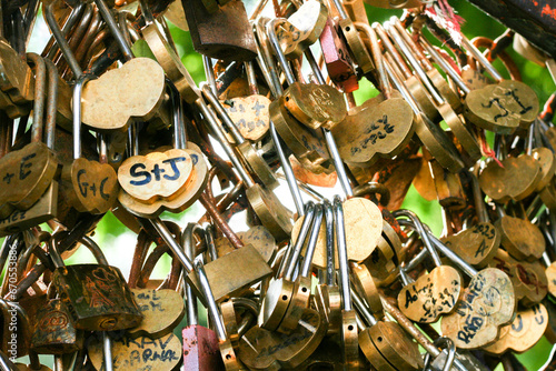 Love locks in Paris. A tradition and love symbol. 