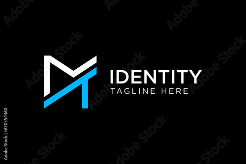 MT logo design template. MT or TM logo monogram icon