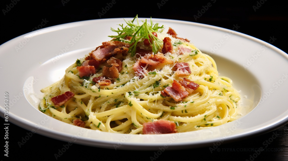 pasta carbonara, pasta with bacon, pasta spaghetti