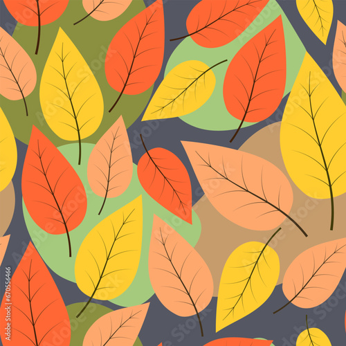 Seamless pattern of leaves. Vector illustration.
