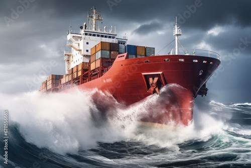 Brave Voyage: Cargo Ship Battling Stormy Seas