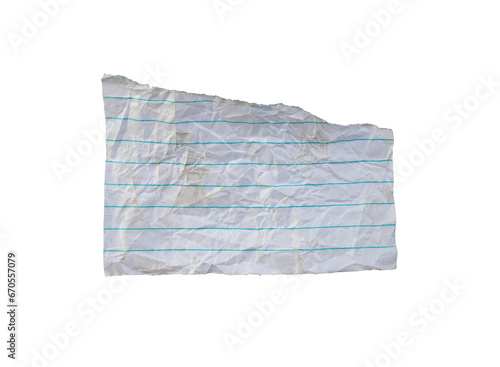 White ripped note, notebook paper stuck with sticky tape 