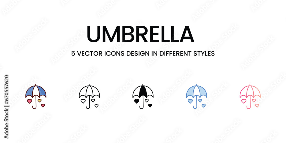 Umbrella Icons Design in Five style with Editable Stroke. Line, Solid, Flat Line, Duo Tone Color, and Color Gradient Line. Suitable for Web Page, Mobile App, UI, UX and GUI design Umbrella Icons Design in Five style with Editable Stroke. Line, Solid, Flat Line, Duo Tone Color, and Color Gradient Line. Suitable for Web Page, Mobile App, UI, UX and GUI design