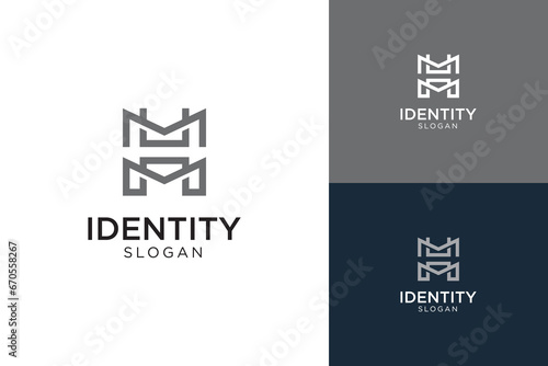 HM logo design template. MH or HM logo monogram icon