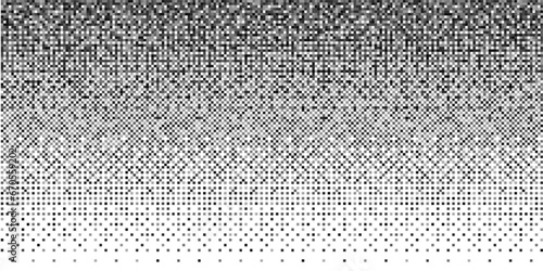 Pixel screentone gradient texture with grayscale dithering. Halftone monochrome vector background with square pattern