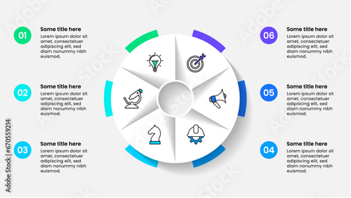 Infographic template. Pie chart with 6 steps photo